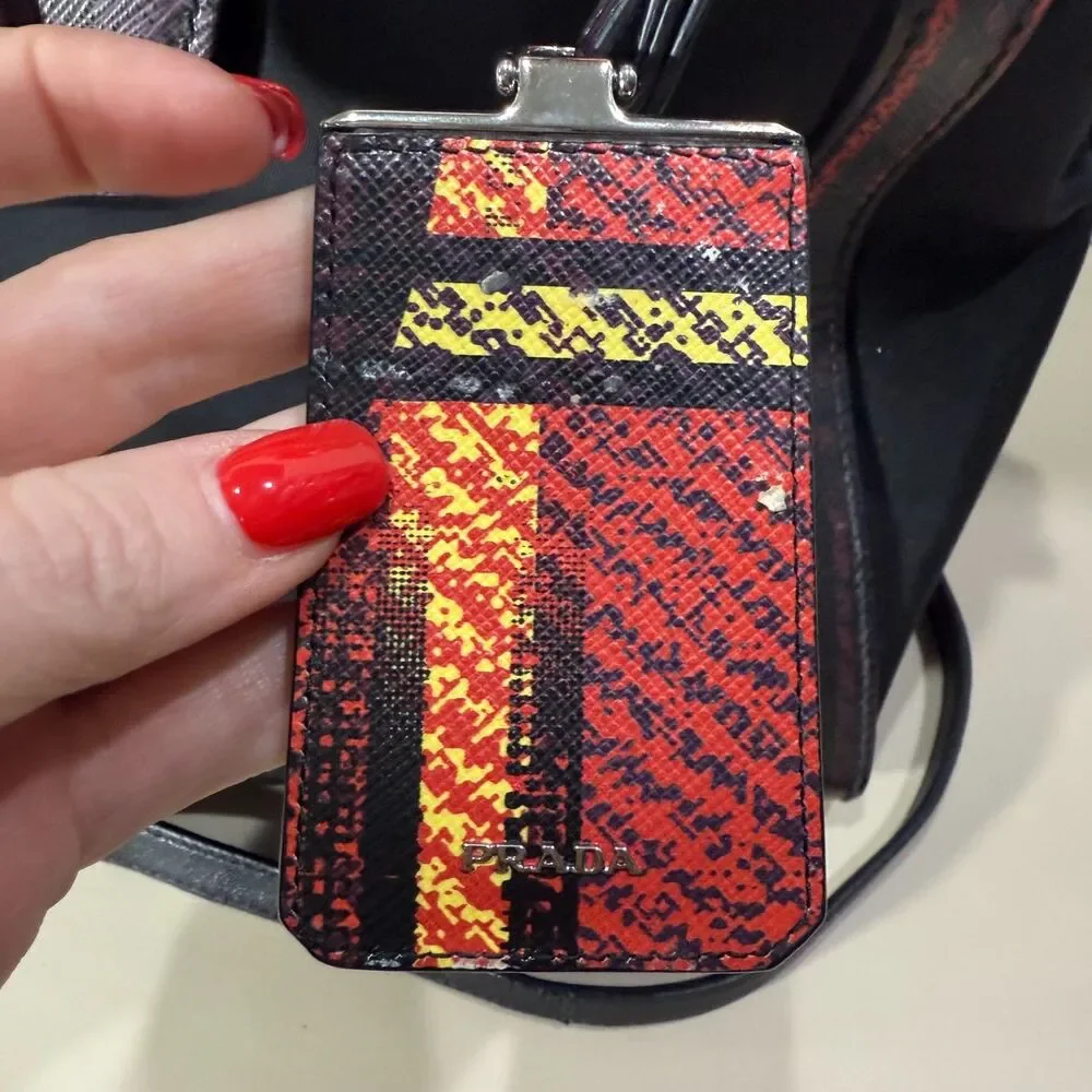 Prada Tessuto Nylon Saffiano Tartan Print Satchel - Red/Purple